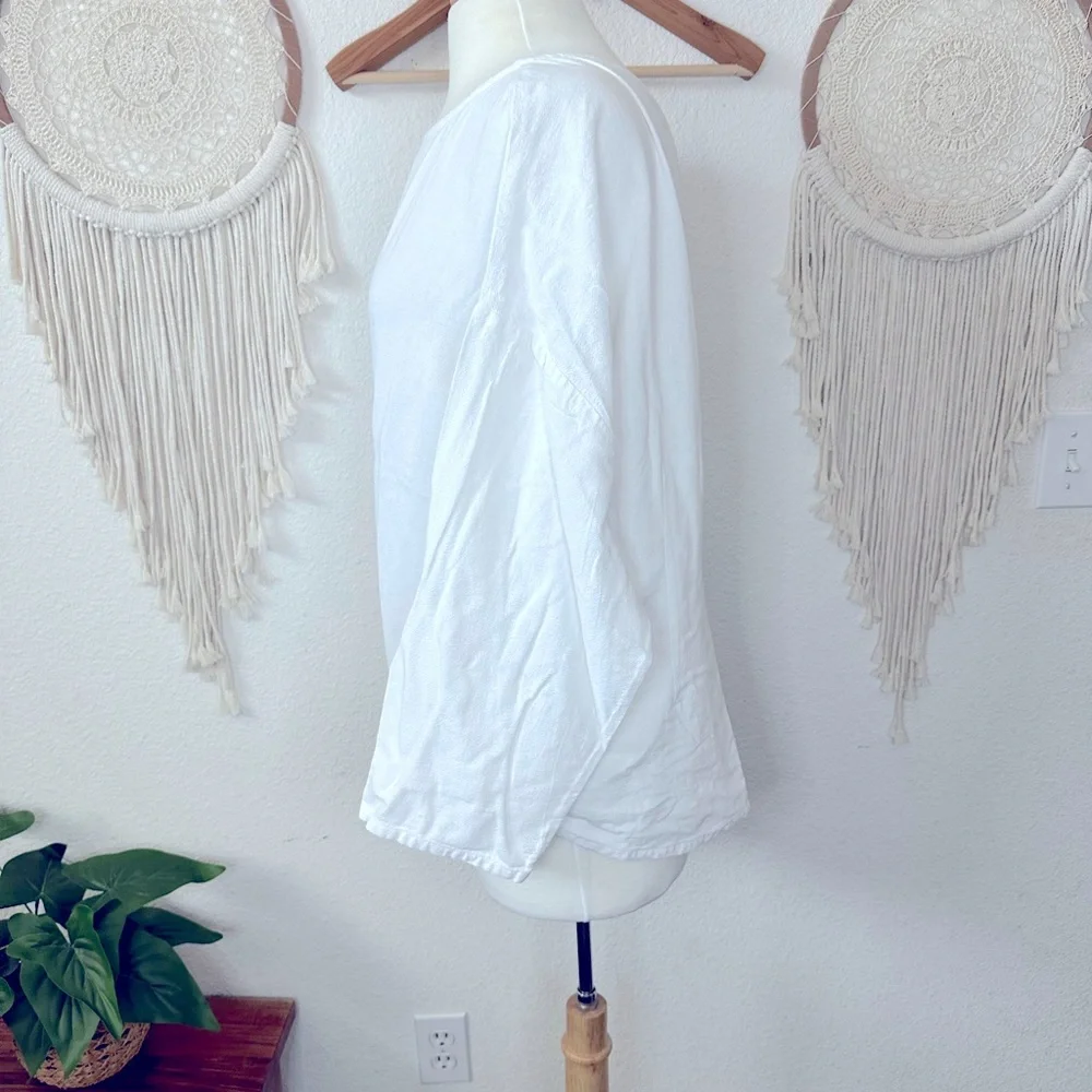 Soft surroundings white cotton boxy drop sleep blouse large